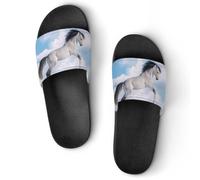 VYJLOO Slippers For Women White Horse House Slides Thick Sole Shower Sandals For Indoor Outdoor