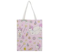 VYJLOO Unicorn Rainbow Canvas Tote Bag For Women Reusable Grocery Bag Shopping Handbag Shoulder Bag 38×46cm