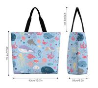 VYJLOO Whale Fish Octopus Womens Handbag Shopping Tote Bag Top Handle Shoulder Bag 40x16x40cm