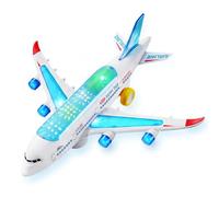 VYKOBLO Kids Aeroplane Toy - Electric Aeroplane Toy with Flashing LED Lights & Sounds, Bump and Go Plane Model for Toddlers Boys Girls Ages 3 4 5 6 7 8-12, Christmas Birthday Gifts