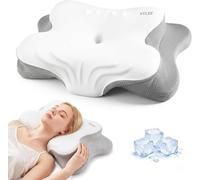 VYLEE Memory Foam Pillow, Neck Pillow, Ergonomic Pillow | Adjustable Ergonomic Orthopedic Pillow, Contour Neck Support Pillow for Side Back Stomach Sleepers, Grey