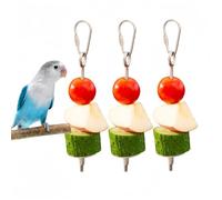 Vyloky 3 x Stainless Steel Feeding Skewers for Birds - Fruit Vegetable Holder as Snack Spinner for Budgies, Cockatiels, Parrots (Size 15.5 cm, Set of 3)
