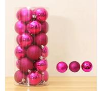 Vyloky 4 cm 6 cm Christmas Baubles Set 24 Pieces Shiny & Matt Red Gold Silver Christmas Tree Balls for Indoor and Outdoor Use Festive Xmas Decoration for Home, Office, Shopping Centre (Rose Red, 4 cm)