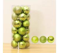 Vyloky 4 cm 6 cm Christmas Baubles Set 24 Pieces Shiny & Matt Red Gold Silver Christmas Tree Balls for Indoor and Outdoor Use Festive Xmas Decoration for Home, Office, Shopping Centre (Fruit Green, 6