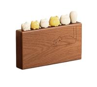 Vyloky 6 Stainless Steel Forks with Wooden Holder - Cat Design, Fruit Forks for Fruit, Cake, Cheese & Snacks - 2 Colours to Choose From - Cutlery Set for Home (White-Yellow)