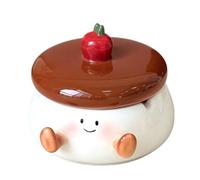 Vyloky Ashtray with Lid, Ceramic, Windproof, Fly Ashproof, 2 Designs, Single Piece & Set of 2, for Living Room, Coffee Table Decoration (Chubby Ashtray)