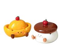 Vyloky Ashtray with Lid, Ceramic Windproof Fly Ashproof, 2 Designs, Single Piece & Set of 2, for Living Room Coffee Table Decoration (Ashtray Mix Set of 2)
