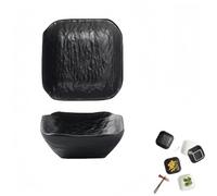 Vyloky Ceramic Dipping Bowls Set of 2 (9.5 cm) - Matt, Rustic, Dishwasher Safe & Heat Resistant for Sauces, Snacks (White/Black/Combi) (Black 2)