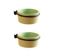 Vyloky Ceramic Hanging Bird Feeding Bowl (8 cm, 150 ml) - Bird Cage Accessories, Feeding Bowl for Rodents, Small Animals - Four Colours to Choose From, Available as a Set of 1 or 2 (Green - Set of 2)