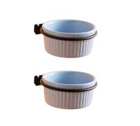 Vyloky Ceramic Hanging Bird Feeding Bowl (8 cm, 150 ml) - Bird Cage Accessories, Feeding Bowl for Rodents, Small Animals - Four Colours to Choose From, Available as a Set of 1 or 2 (Blue - Set of 2)
