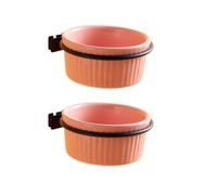 Vyloky Ceramic Hanging Bird Feeding Bowl (8 cm, 150 ml) - Bird Cage Accessories, Feeding Bowl for Rodents, Small Animals - Four Colours to Choose From, Available as a Set of 1 or 2 (Pink - Set of 2)