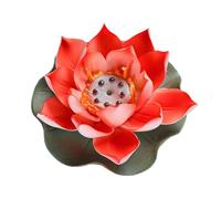 Vyloky Ceramic Incense Stand, Lotus Design with Leaf Bowl, in Various Sizes and Colours, Ash Catcher for Meditation, Yoga & Zen Decoration, Gift (Red, Small)