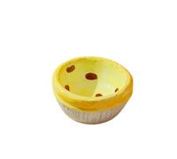 Vyloky Ceramic Tartlet Design Bowl - Selectable: Higher Slanted Feeding Bowl or Flat Water Bowl (Both Raised) - Non-Slip - for Cats & Small Dogs (Flat Water Bowl)
