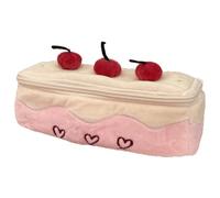 Vyloky Cherry Design Pencil Case Large Volume Velvet - Stylish Unisex Case for School, Office & Travel, Cute Case as a Gift, 3 Colours, Pink-White, 36 Löcher, cute
