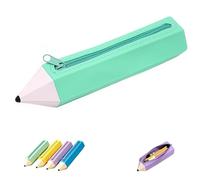 Vyloky Creative Silicone Pencil Case in Pencil Design, 22 x 4.5 x 4.5 cm, Pen Case with Zip, Small Pencil Case for School and Office, 4 Colours Available, Green, 22 x 4.5 x 4.5 cm, Creativity
