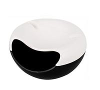 Vyloky Creative Snack Bowl with Trash Can Bottom and Top Phone Holder for Nuts, Fruits, Snacks and Relaxed TV (Black and White)