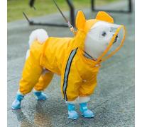 Vyloky Dog Rain Jacket, Pet Dog Raincoat, Hood, Adjustable, Dog Coat, Waterproof, Reflective Rain Cape, Rain Jackets for Small, Medium, Large (Black Stripes Yellow, XS)
