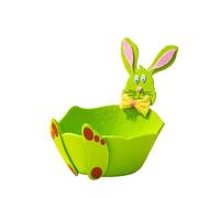 Vyloky Easter Basket with Rabbit Print - Fabric Basket for Eggs, Snacks & Gifts - Choice of Green, Yellow, Orange or as a Set of 3 - Lovely Storage with Festive Charm (Green)