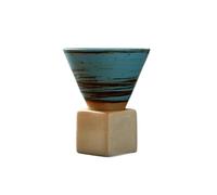 Vyloky Funnel Coffee Cup Ceramic - Triangular Cone Shape Espresso Cup 200 ml, Japanese Tea Cup Gift, Modern Design, Special Funnel Shape, 7 Colours for Coffee and Tea Connoisseurs (Cyan)