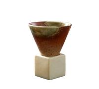 Vyloky Funnel Coffee Cup Ceramic - Triangular Cone Shape Espresso Cup 200 ml, Japanese Tea Cup Gift, Modern Design, Special Funnel Shape, 7 Colours for Coffee and Tea Connoisseurs (Olive Green)