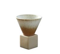 Vyloky Funnel Coffee Cup Ceramic - Triangular Cone Shape Espresso Cup 200 ml, Japanese Tea Cup Gift, Modern Design, Special Funnel Shape, 7 Colours for Coffee and Tea Connoisseurs (Cream)
