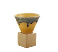 Vyloky Funnel Coffee Cup Ceramic - Triangular Cone Shape Espresso Cup 200 ml, Japanese Tea Cup Gift, Modern Design, Special Funnel Shape, 7 Colours for Coffee and Tea Connoisseurs (Blue)