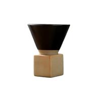 Vyloky Funnel Coffee Cup Ceramic - Triangular Cone Shape Espresso Cup 200 ml, Japanese Tea Cup Gift, Modern Design, Special Funnel Shape, 7 Colours for Coffee and Tea Connoisseurs (Black)
