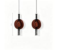 Vyloky Macrame Hat Shelf Wall Hanging, Boho Holder for Cowboy & Felt Hats, Handwoven Decorative Decoration with Wooden Ring, Set of 2 for Hallway and Bedroom (Black, Single Layer Weave)
