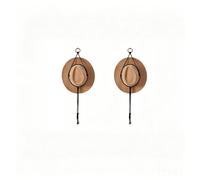 Vyloky Macrame Hat Shelf Wall Hanging, Boho Holder for Cowboy & Felt Hats, Handwoven Decorative Decoration with Wooden Ring, Set of 2 for Hallway and Bedroom (Black, Simple Model, Single Layer)