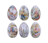 Vyloky Metal Easter Tin - Individually with Choice of Motif or in a Set of 6, Nostalgic Tin Tin with Lid, Reusable Biscuit Tin for Gifts & Easter Egg Hunt (Set of 6)