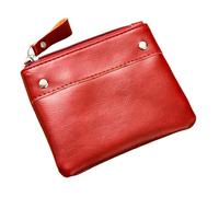 Vyloky Mini Geldbörse mit Reißverschluss | Schlüssel & Münzen Organizer für Unterwegs | Kompakt für Jeans, Handtasche & Reise (Schwarz/Rot/Braun/Blau/Grün/Kaffee) (Rot)