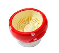 Vyloky Mushroom Design Raised Ceramic Bowl - Selectable: Slanted Mouth Feeding or Flat Water Bowl - Non-Slip, Solid Mushroom Base - for Cats & Small Dogs (Slanted Feeding Bowl)