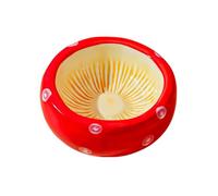 Vyloky Mushroom Design Raised Ceramic Bowl - Selectable: Slanted Mouth Food or Flat Water Bowl - Non-Slip, Solid Mushroom Base - for Cats & Small Dogs (Flat Water Bowl)