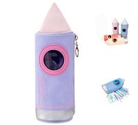 Vyloky Oxford Fabric Pencil Case Rocket Shape 3D Pencil Case with Zipper Large Capacity for Teachers & Students 23x7.2cm, purple, 36 Löcher, Creativity
