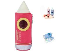 Vyloky Oxford Fabric Pencil Case Rocket Shape 3D Pencil Case with Zipper Large Capacity for Teachers & Students 23x7.2cm, red, 36 Löcher, Creativity