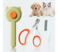 Vyloky Pet Grooming Kit with Brush/Comb/Double Ring Claw Cutter - Precision Cutter for Kittens & Small Dogs - Bleeding Free Guarantee