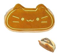 Vyloky Plush Pencil Case Cat Yellow, Cute Large School Pencil Case for Students, Soft Case with Lots of Storage Space for Pens, 20 x 11 x 6 cm