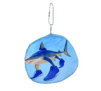 Vyloky Plush wallet with mythical creature design, multifunctional 10 cm mini pocket for coins and charging cable, monkey, shark, frog, stick figure, blue, Hai, leisure