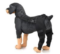 Vyloky Rear Knee Protection for Dogs, Adjustable Five-legged, XS-L, Pain Relief Made of Breathable Polyester, Reinforced Magic Sticker (with Mirror Stripes) (Black, L)