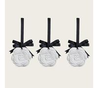 Vyloky Set of 3 Scented Stones Camellia with Pendant Rope - for Car, Wardrobe & Bathroom - 5 Fragrances (Fruity Floral, Fruity, Gardenia, White Tea, Odour) (Fragrance-Free)