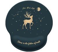 Vyloky Starry Deer Wrist Protection Mouse Pad & Set | Soft Pad Against Pain | Cute Design for Office & Home (Wrist Support Mouse Pad)