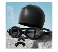 Vyloky Swim Goggles with Optical Prescription (-1.5 to -7.0), Anti-Fog Coating, Soft Silicone, Panoramic View (Black Swimming Cap, -9.0)