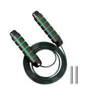 Vyloky Weighted Skipping Rope - Removable Iron Rod & Adjustable Speed Rope (2.8 m) with Soft Foam Handles | Fitness Rope for Endurance & Boxing Training (Green)