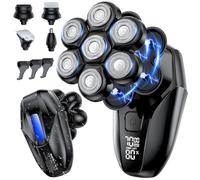 Vylto Head Shavers for Bald Men, 5-in-1 Electric Shaver Grooming Kit, 7D Floating IPX7 Waterproof Rechargeable Wet/Dry Razor for Skull Bald Head, Body Hair, with Massager, Black