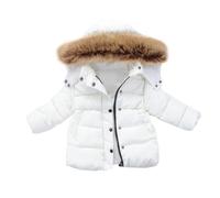 VYLYNL Boys and Winter Coat Zipper Winter Solid Child Hoodie Keep Jacket Kids Clothes Coats Warm Color Boys Coat&Jacket Children Padded Jacket (White, 18-24 Months)