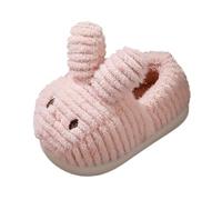 VYLYNL Girls Fuzzy Slipper Boots Fashion Cute Autumn And Winter Girls Boys Slippers Flat Soft Warm And Comfortable Solid Color Rabbit Shape Character Slippers Little Girls (Pink, 8.5 Toddler)