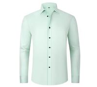 VYLYNL Men Dress Shirts Slim Fit Long Sleeve Business Shirts Non Iron Wedding Formal Casual Shirt Lightweight Button Down Suit Undershirt Solid Color Tops Casual Uniform Party Wear Mint Green