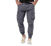 VYLYNL Mens Cargo Trousers Cuffed Slim Fit Combat Trousers Stylish & Versatile Tracksuit Bottoms Casual Jogging Pants Drawstring Sweatpants Multipockets Casual Cargo Pants Grey