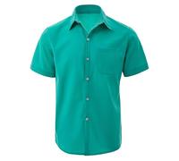 VYLYNL Mens Dress Shirts, Mens Summer Shirts Short Sleeve Formal Button Down Work Shirt Stretch Stain Shield Plain Tops Lightweight Breathable Business Casual Smart Button Down Shirt
