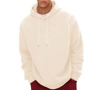 VYLYNL Mens Hoodie Fleece Lined Pullover Winter Warm Hooded Sweatshirt Drawstring Hoody Tops with Pocket Plain Pullover Jumper Oversized Simple Casual Hoodies Basic Thermal Sweaters Beige
